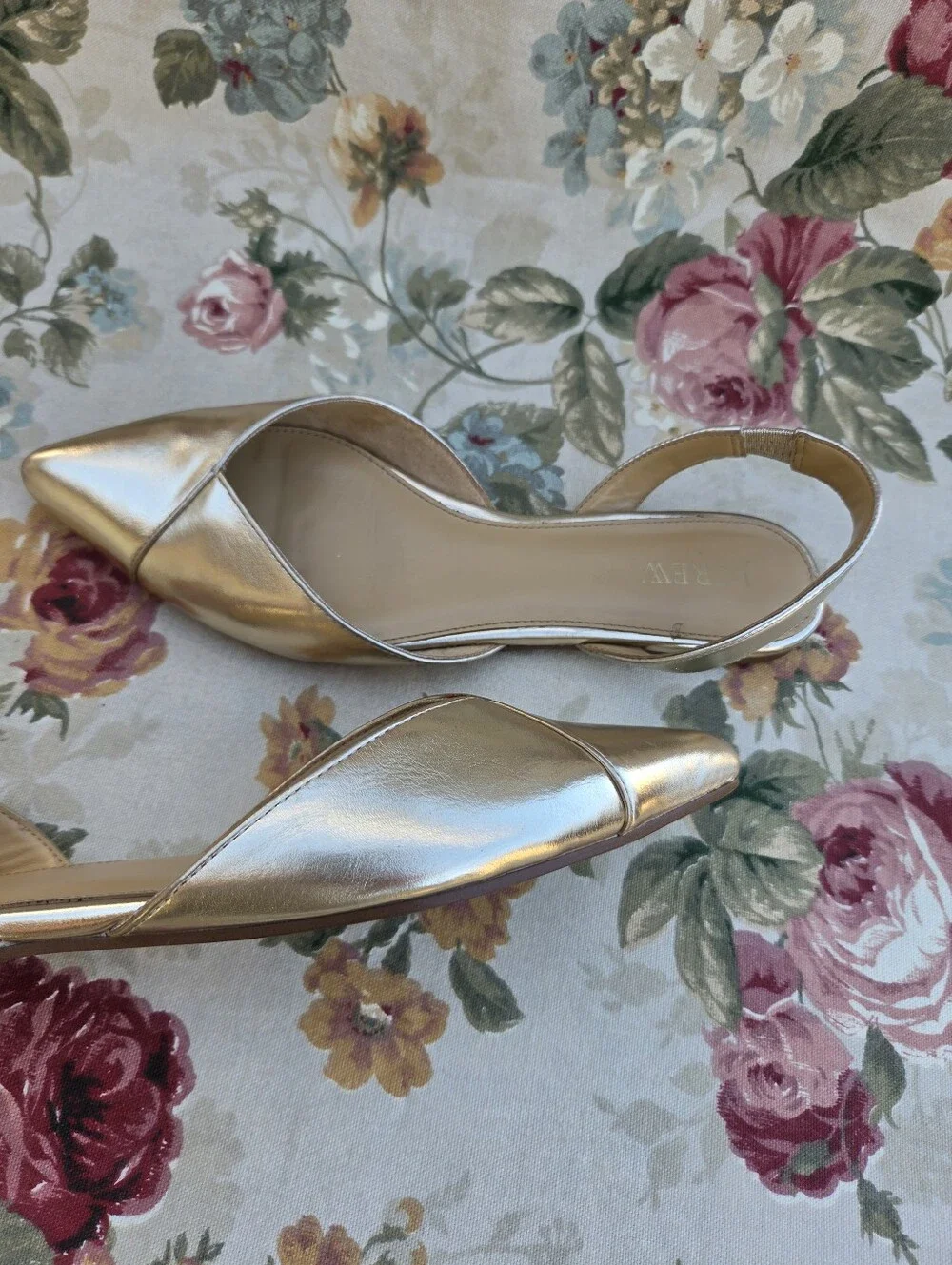 J.Crew Metallic Gold Pointed-Toe Slingback Flats Women's 9